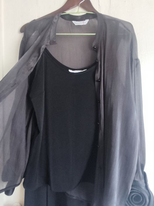 Нарядная чёрная блуза + топ.