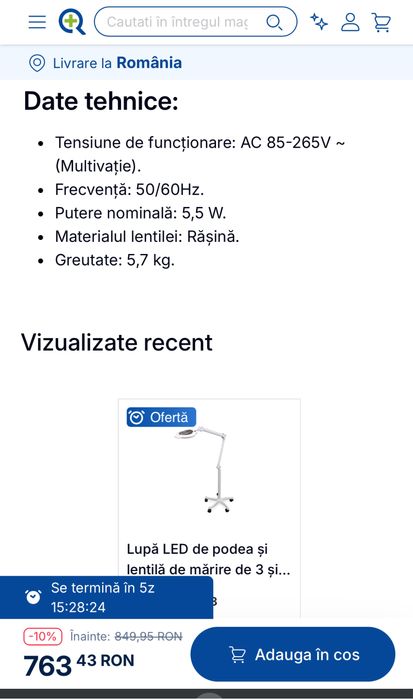 Vand Lampă profesională cu lupă LED cu mărire de 3x și 8x și lentilă