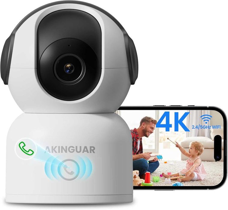 AKINGUAR Wifi камера за сигурност, 4K 8MP камера за домашни любимци
