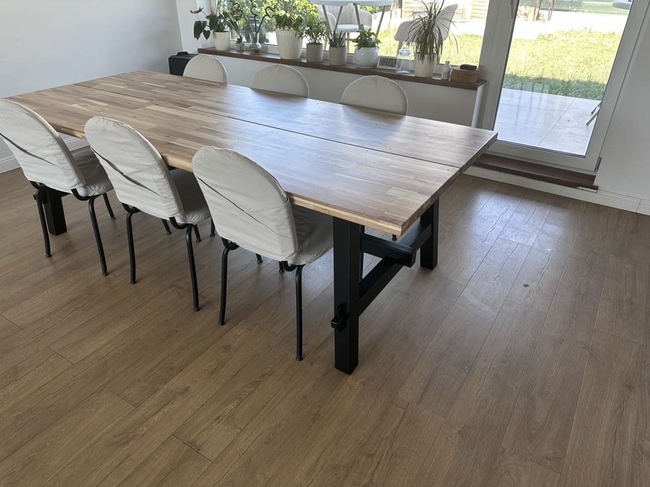 Masă, acacia/negru, 160x81x74