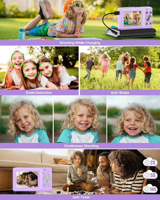 Aparat foto digital 1080P 44MP pentru copii + micro sd 32 GB