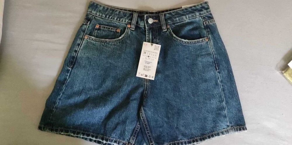Zara Pantaloni Scurți din Blugi Damă, Mărimea 38, Noi cu Etichetă - PRET REDUS