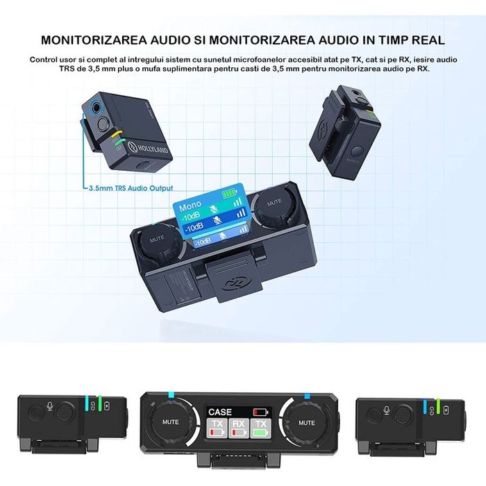 Kit wireless Hollyland Lark 150 Duo cu 2 microfoane, Omnidirectional,