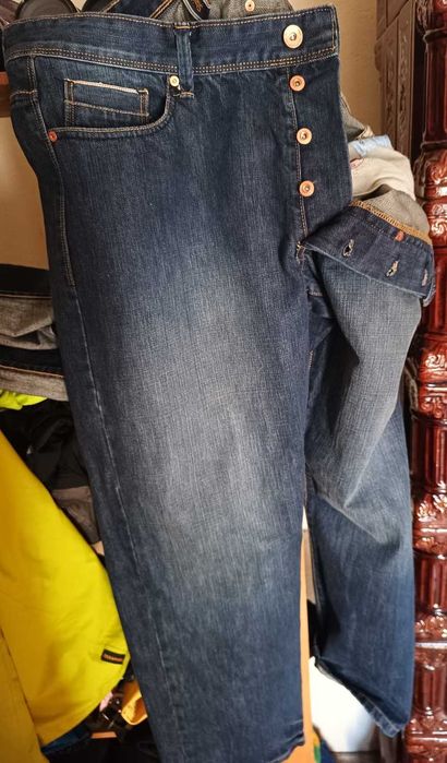 Selvedge Jeans-Blugii din denim selvedge de culoare albastră, George