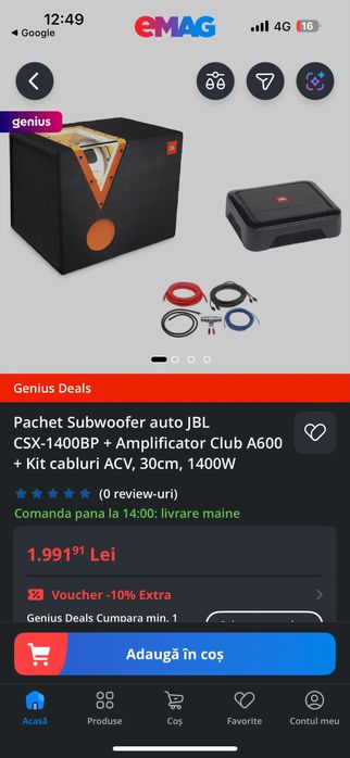 Subwoofer auto JBL plus amplificator