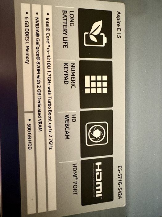 Продам Ноутбук acer aspire E 15
