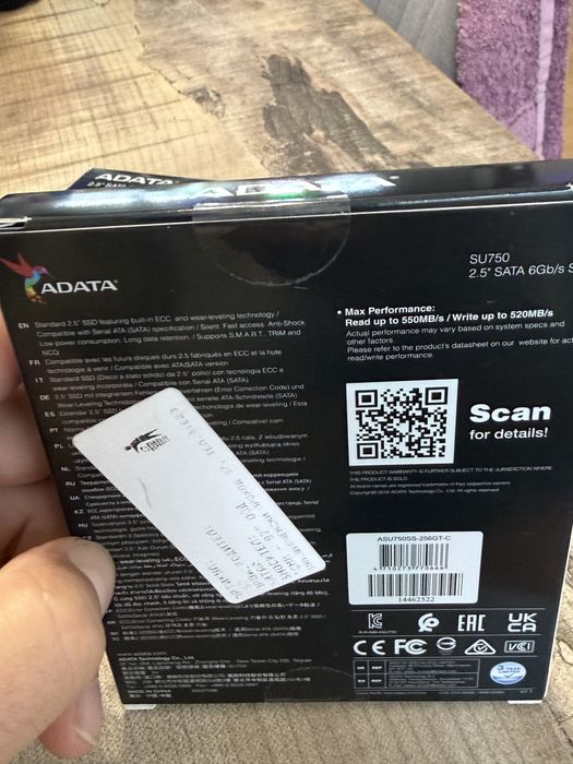 ADATA SU750 256GB SSD SATA 2.5” (4бр.)