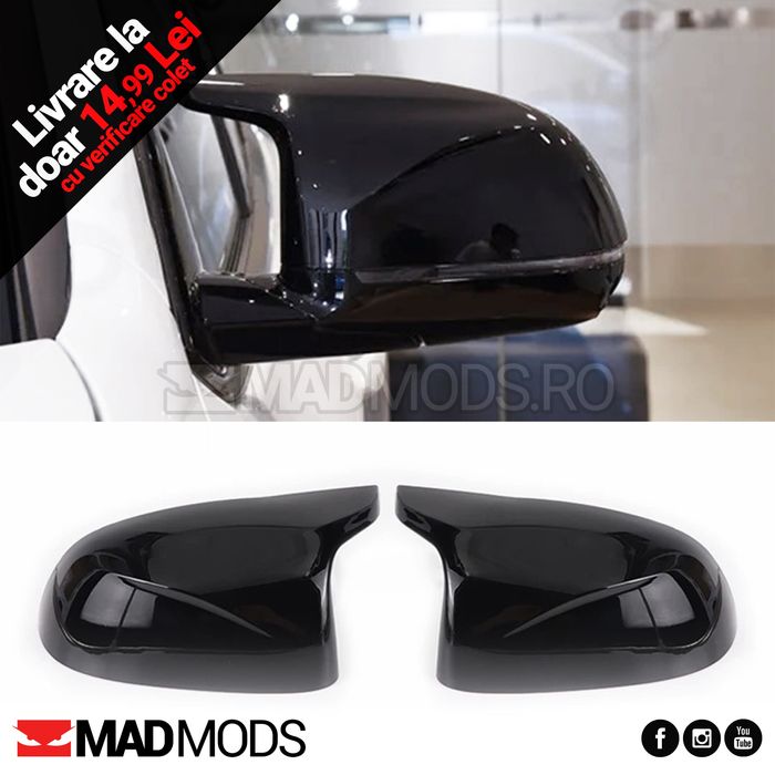 Set capace oglinzi M BMW X3 F25 X4 F26 X5 F15 X6 F16, Negru lucios