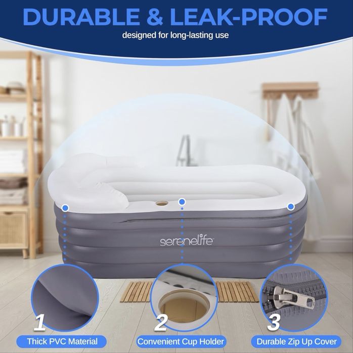 Cadă de baie SereneLife Spa cu saltea de masaj cu bule