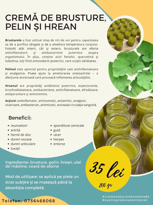 Crema de brusture 200g   ( crema dureri, picioare, spate, lombar )