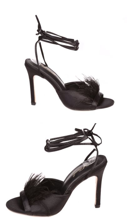 Елегантни дамски сандали с естествен пух на ток