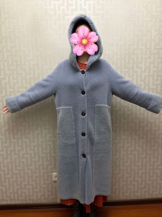 Синее пальто тедди — стильное и тёплое