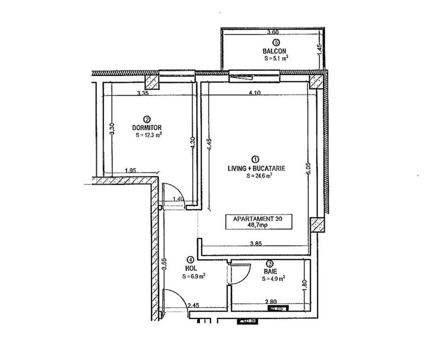 Apartament 2 camere, decomandat, etaj 3, parcare subterana inclusa