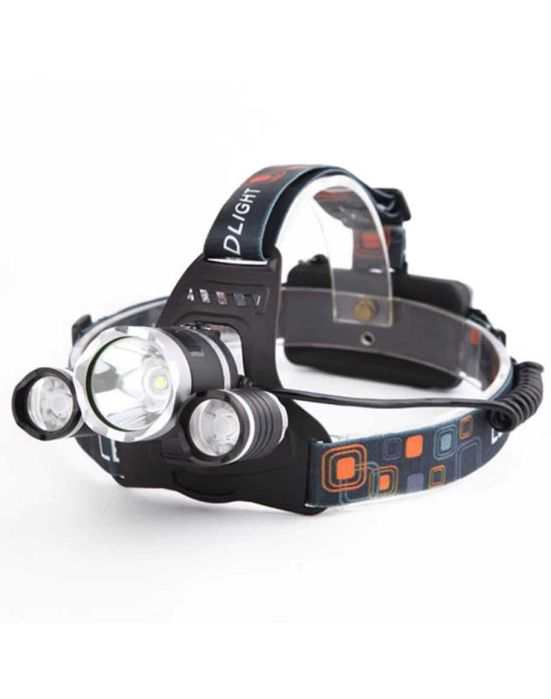 Акумулаторен фенер тип Челник с 3 мощни LED глави