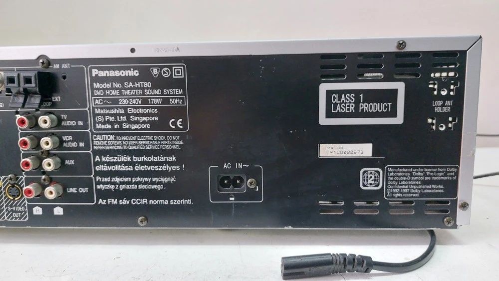 Panasonic SA-HT80 Home Theater System CD DVD Changer 5.1 Channel Audio Video AVR
