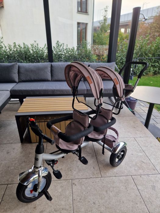 Tricicleta gemeni, tricicleta 2 copii, Chipolino 2Play, gri