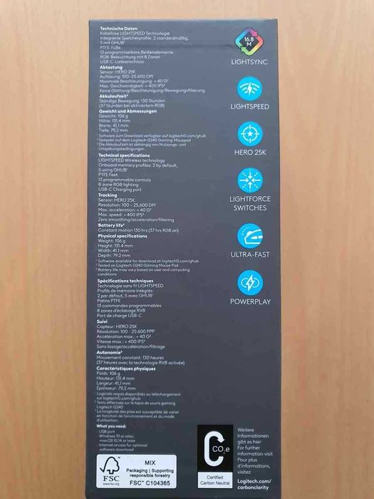 Mouse gaming Logitech G502 X Plus Wireless Bluetooth Premium White NOU