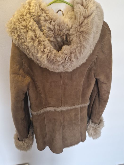 Cojoc blana naturala si piele intoarsa marimea S/M