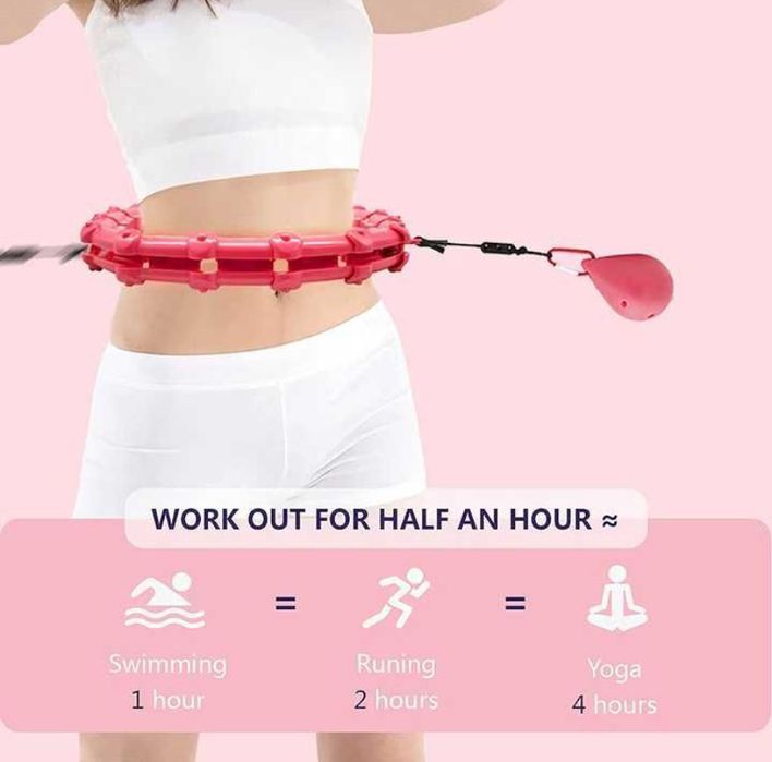 Фитнес обръч розов Hula Hoop утежнен, за отслабване