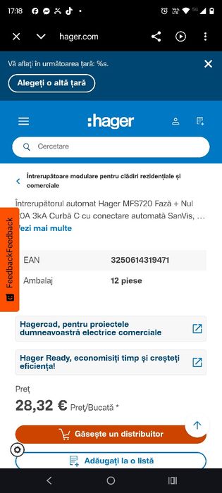 Hager siguranțe 10 și 20 amperi noi