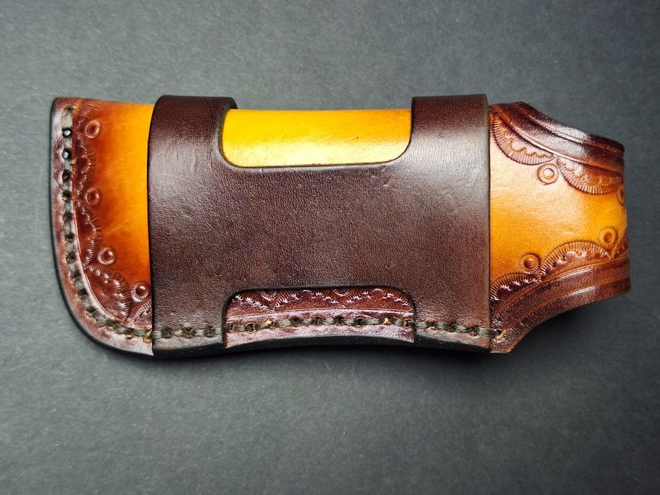 Сгъваем нож от дамаска стомана VG-10 стомана с кожен калъф