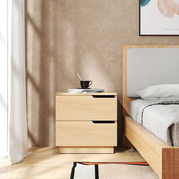 Нощно шкафче, Verena I, Сив, Натурален, Бял, Пдч, 48х40х48см.