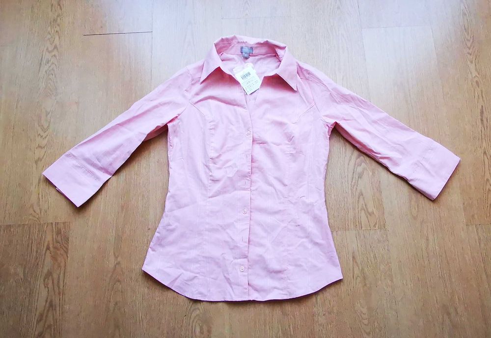 Риза от Швеция (верига Lindex), нова, розова, памучна стреч
