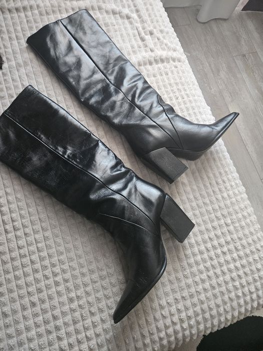 Cizme ciocate Zara piele naturala 37