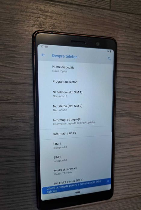 Telefon mobil Nokia 7 Plus, Android 10, 64GB, 4G, functional, impecabil