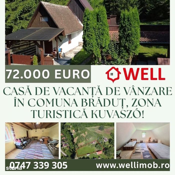 Casă de vacanță de vânzare în comuna Brăduț, zona turistică Kuvaszó!