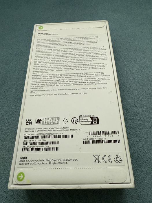 iPhone 15 Pro, 128GB,White Titanium,SIGILAT
