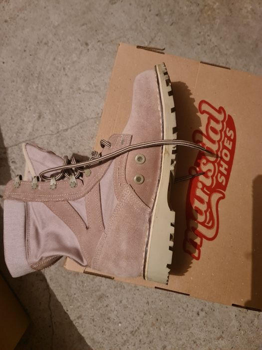 Bocanci piele întoarsă și piele box maro.