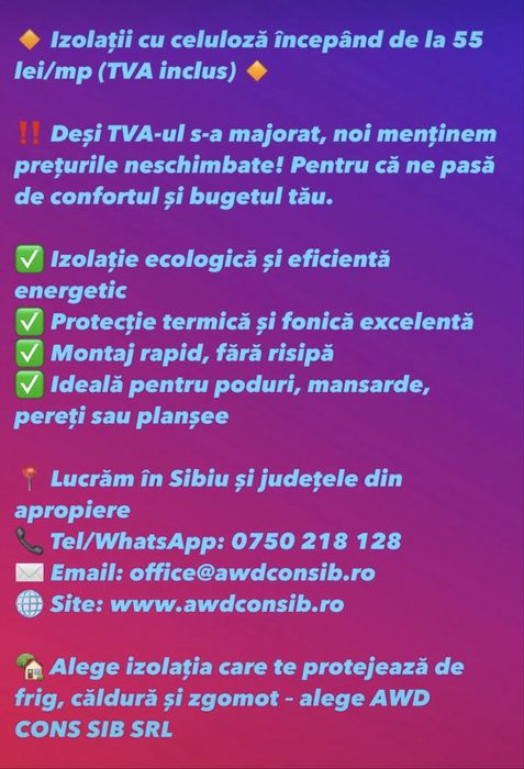 Izolatii celuloza Sibiu