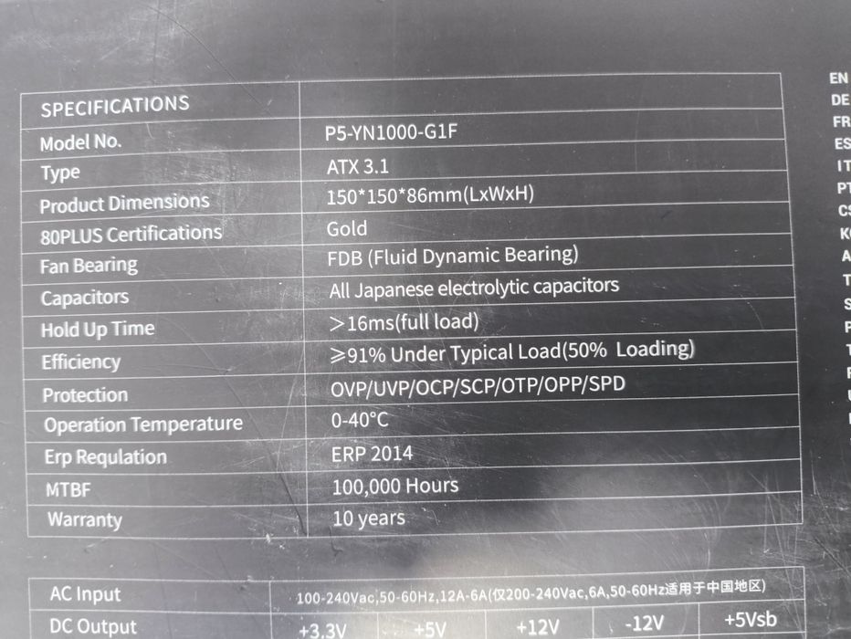 Блок питания YN1000W