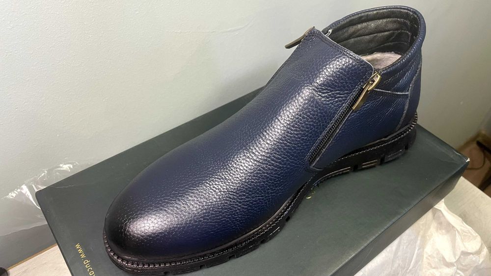 Мъжки сини зимни ботуши Ducavelli от естествена кожа.