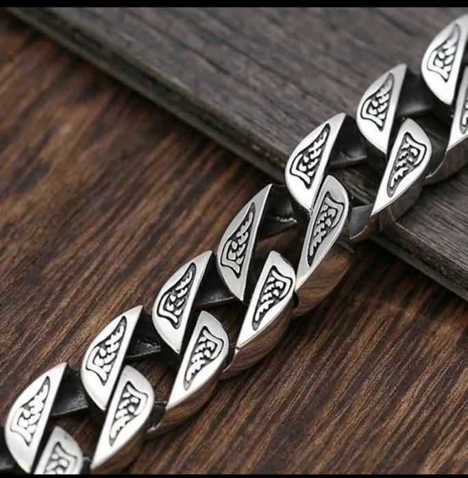 Новый мужской серебряный браслет