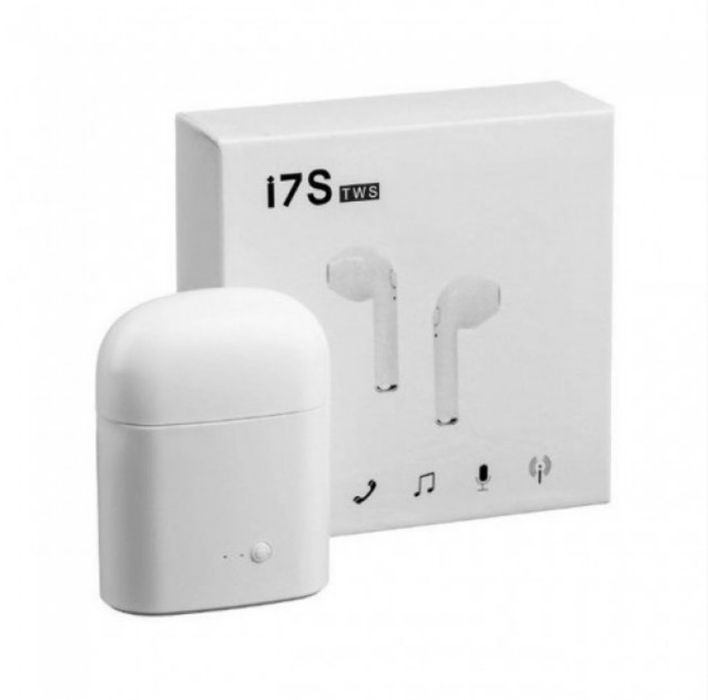 Безжични слушалки i7s TWS, Тапи, Блутууд, Стерео звук, Докинг кутия