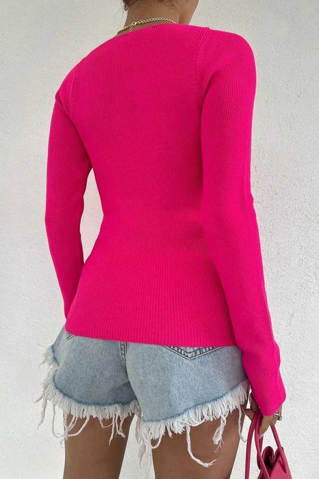 Скидки! Новый Вязаный Розовый Лонгслив Турция