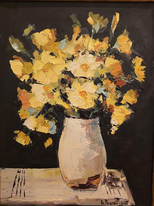 Tablou , flori, pictura, ulei pe pânză