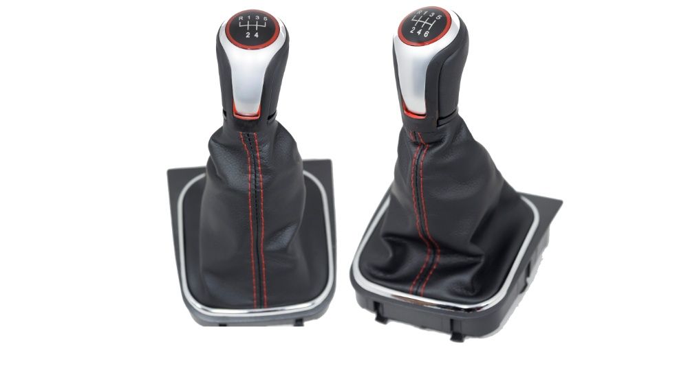Топка скоростен лост с маншон червен шев VW Golf MK5,MK6, Jetta, EOS