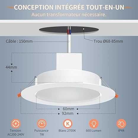 Spoturi LED RGB ,Alexa inteligente de tavan 230 V, alb, 7 W IP44