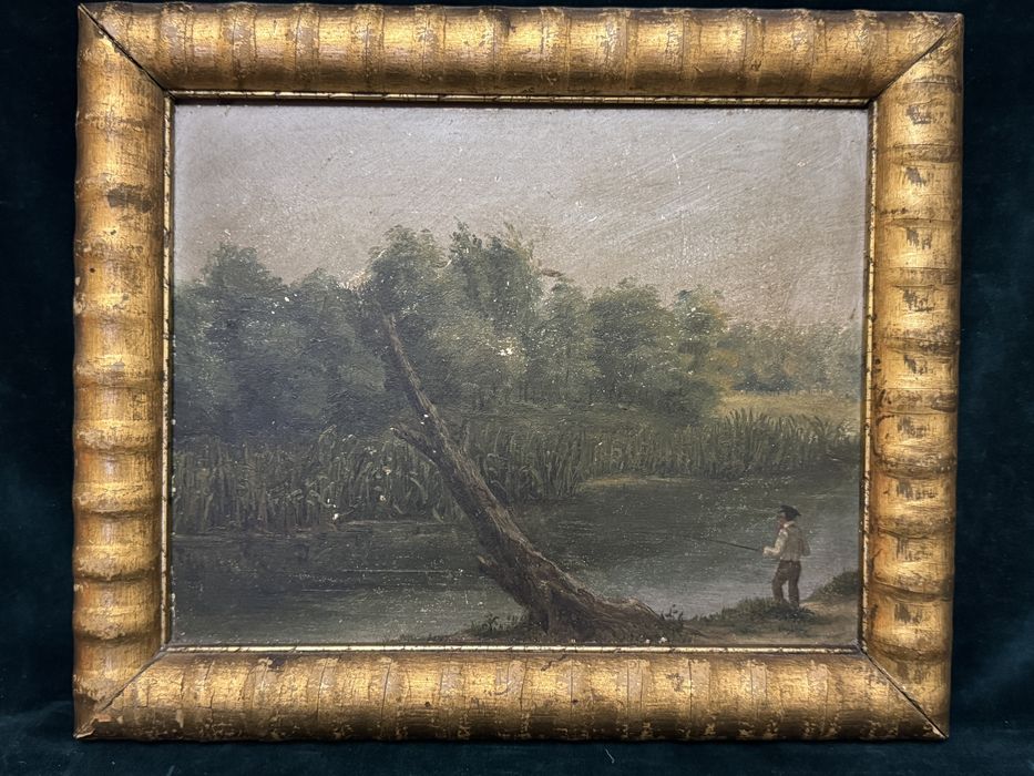 Tablou vechi C.Sschweninger. Pictura in ulei pe carton.