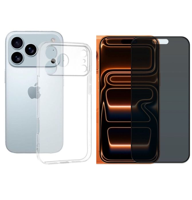 Husa Slim Case + Folie Sticla 11D/6D/Privacy Iphone 17/AIR/PRO/MAX