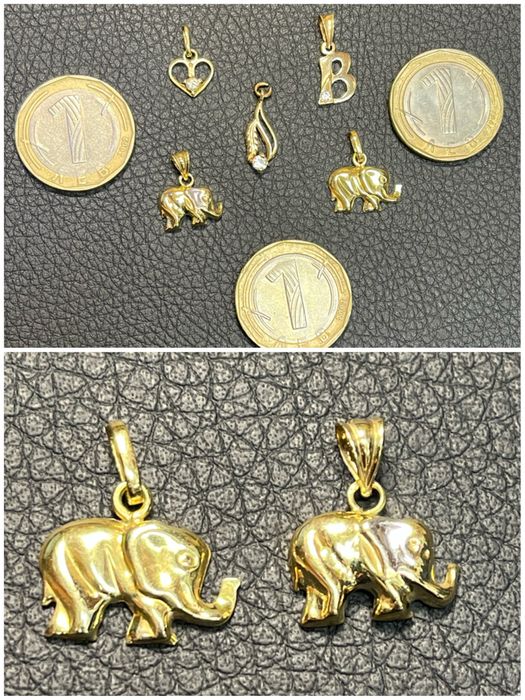 Златни висулки буква сърце слонче 14 карата 585 zlatni gold sarce bukv