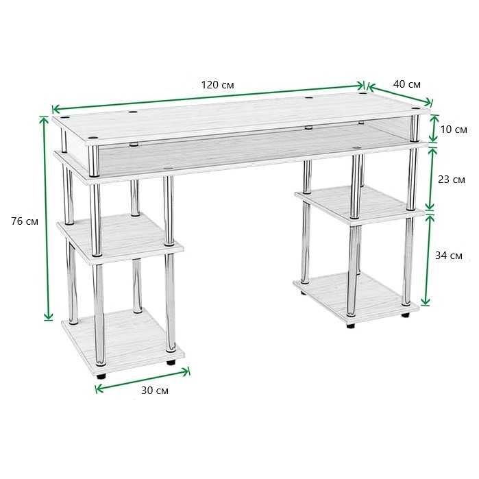 ПРОМОЦИЯ Компютърно бюро с рафтове в бяло – LJJ-MLS12040-W