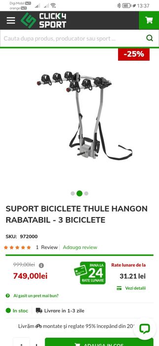 Suport biciclete Thule HangOn3 rabatabil