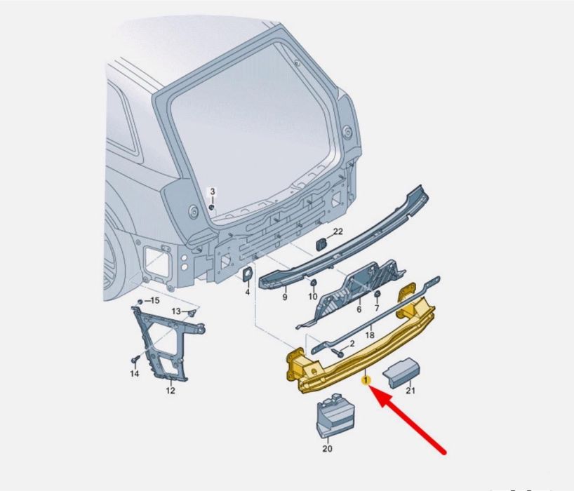 Armatura bara spate Audi Q7 4M Cod:4M807309 an:2014-2018