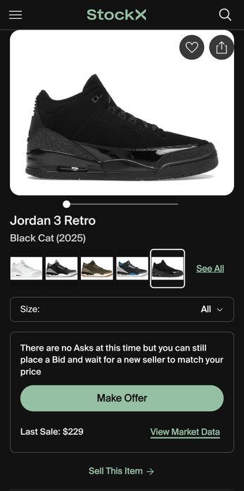 Air Jordan 3 Retro ''Black Cat"  bo'lgan oyoq kiyim 100% original