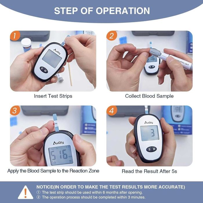 Глюкомер– за измерване на кръвна захар с 20  ленти и 25 ланцета