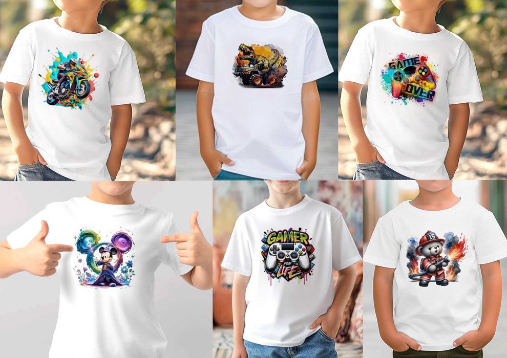 Детски тениски 100% памук,забавни щампи,персонализирани и по Ваша идея;тениски и чаши за оцветяване+боички или маркери